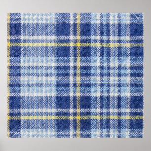 Affiche Tartan jaune bleu : Plaid tendance