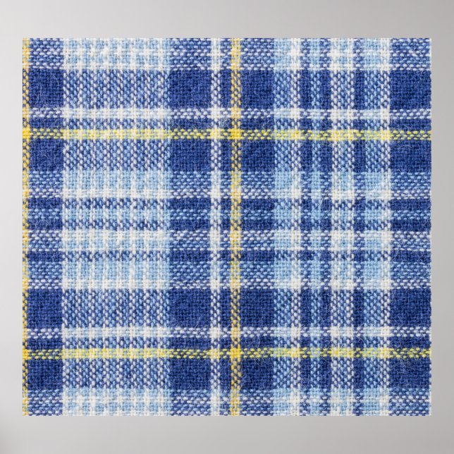 Affiche Tartan jaune bleu : Plaid tendance (Devant)
