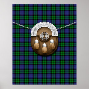 Affiche Tartan militaire et escarcelle de montre noire