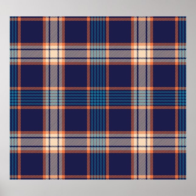 Affiche Tartan plaid, texture marine colorée. (Devant)