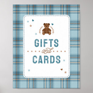 Affiche Tartan Teddy Bear, Baby Boy Shower Gifts and Cards