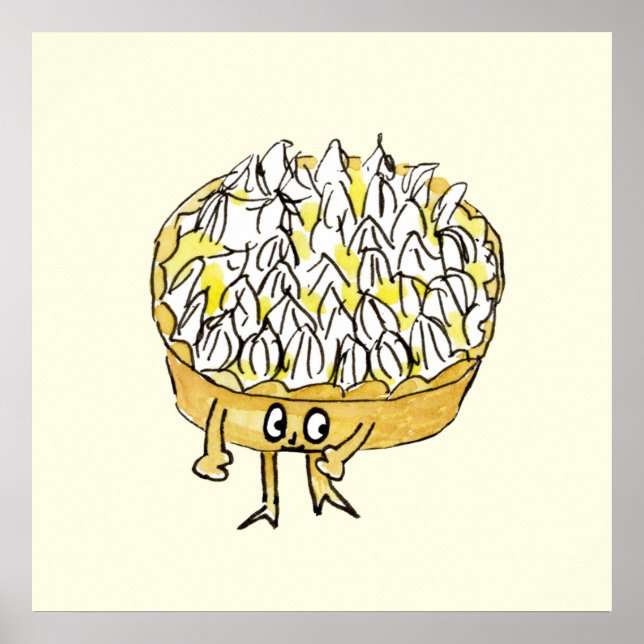 Affiche Tarte au citron meringué amusant et joli dessin an (Devant)