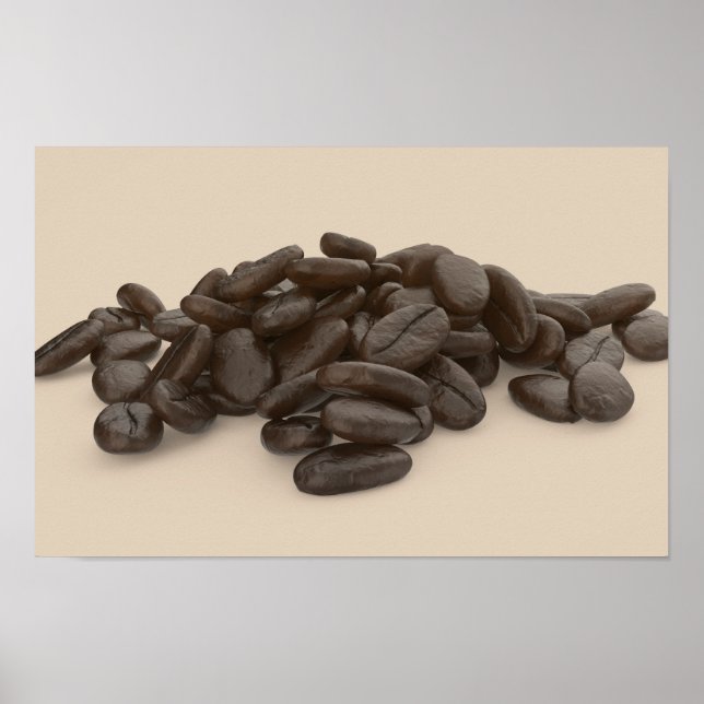 Affiche Tas de grains de café torréfiés (Devant)