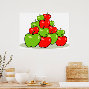 Affiche Tas de pommes rouges et vertes Fruits frais