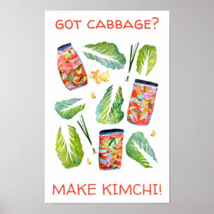 Affiche T'as du chou ? Rendre Kimchi amusant Aquarelle épi