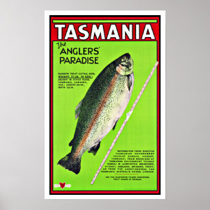Affiche Tasmanie Australie Anglers Paradise Pêche