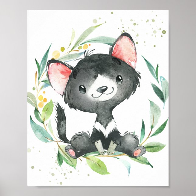 Affiche Tasmanien diable Eucalyptus verdure Enfants Mur Ar (Devant)
