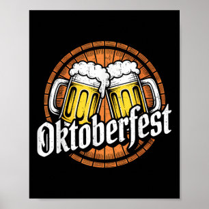 Affiche Tasse à bière drôle Bavarois allemand fête hommes 