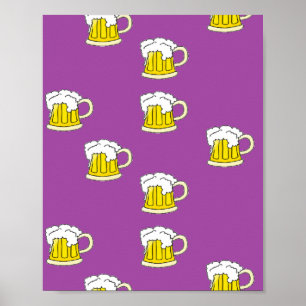 Affiche Tasse à bière mousseuse sur violet