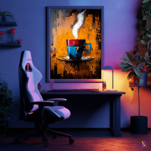 Affiche Tasse à café expressionniste contemporaine Moments