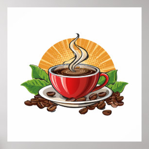 Affiche Tasse à café rouge