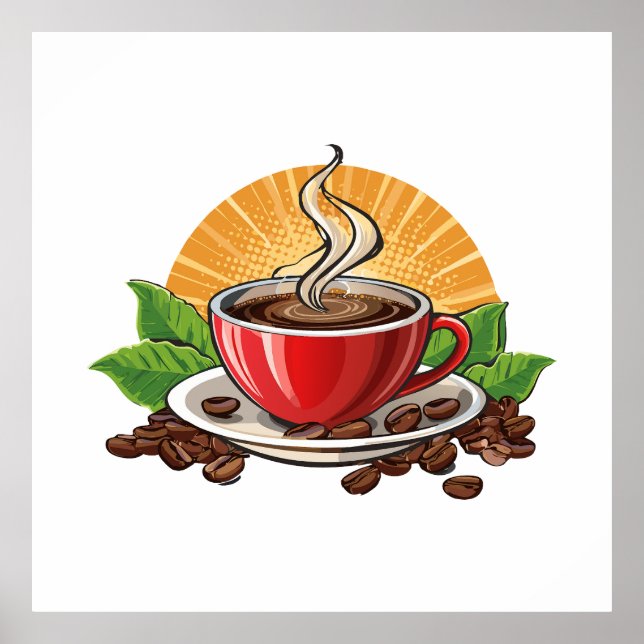 Affiche Tasse à café rouge (Devant)