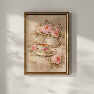 Affiche Tasse à thé avec roses