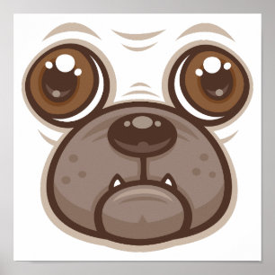 Affiche Tasse Chien Caricatural Pug Chiot