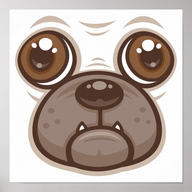 Affiche Tasse Chien Caricatural Pug Chiot (Devant)