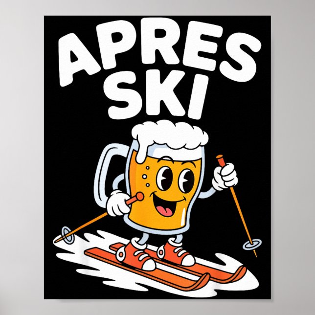 Affiche Tasse de bière après ski drôle de vacances d'hiver (Devant)