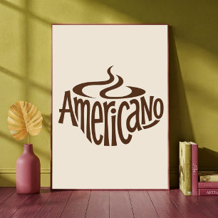 Affiche Tasse de café Americano Art typographique Café mig