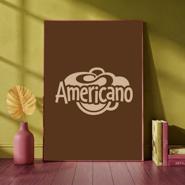 Affiche Tasse de café Americano Art typographique Rétro ca (Créateur téléchargé)