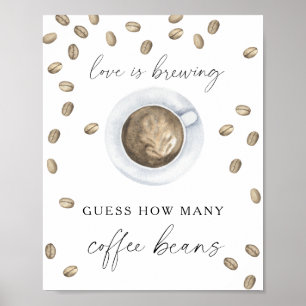 Affiche Tasse de café Baby shower Combien de grains de caf