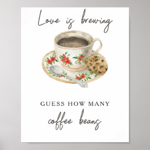 Affiche Tasse de café Baby shower Combien de grains de caf