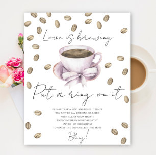 Affiche Tasse de café Baby shower Mise un anneau sur elle 