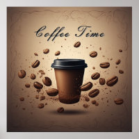 Tasse de café flottante avec grains de café