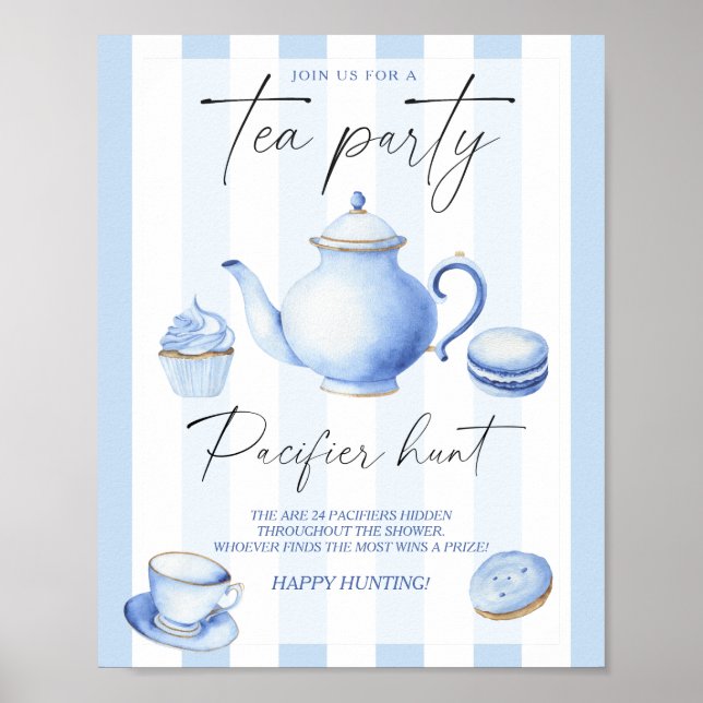Affiche Tasse de thé Jeu de baby shower - chasse à la téti (Devant)