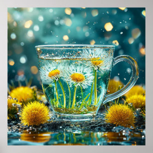 Affiche Tasse en verre remplie d'eau
