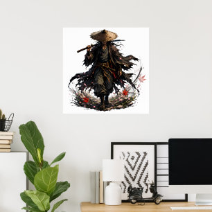 Affiche Tasse Mystique Ronin Errant Guerrier Samouraï en