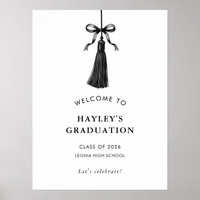 Affiche Tassel Black Bow Graduation Party Welcome (Devant)