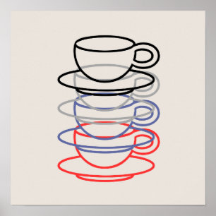 Affiche Tasses à café Art vibrant