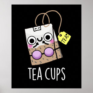 Affiche Tasses à thé Bra Funny Puns Dark BG