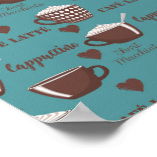 Affiche Tasses de café marron Café Latte Cappuccino Crème