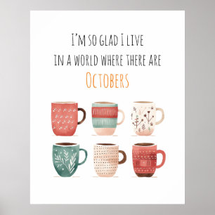 Affiche Tasses de chocolat chaud Hygge amusantes pour la c