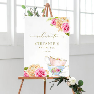Affiche Tasses De Thé Florales Aquarelle Pour Enterrement