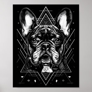 Affiche Tatouage Art Français Bulldog Géométrique Art _1