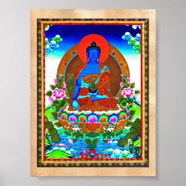 Affiche tatouage cool oriental tibétain thangka Bhaisajyag (Devant)