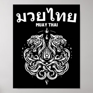 Affiche Tatouage d'art Muay Thai Sak Yant Twin Tiger Kickb