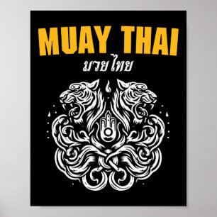 Affiche Tatouage d'art Muay Thai Sak Yant Twin Tiger Kickb