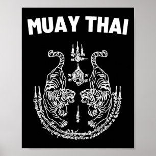 Affiche Tatouage d'art Muay Thai Sak Yant Twin Tiger Kickb