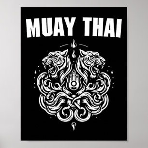 Affiche Tatouage d'art Muay Thai Sak Yant Twin Tiger Kickb