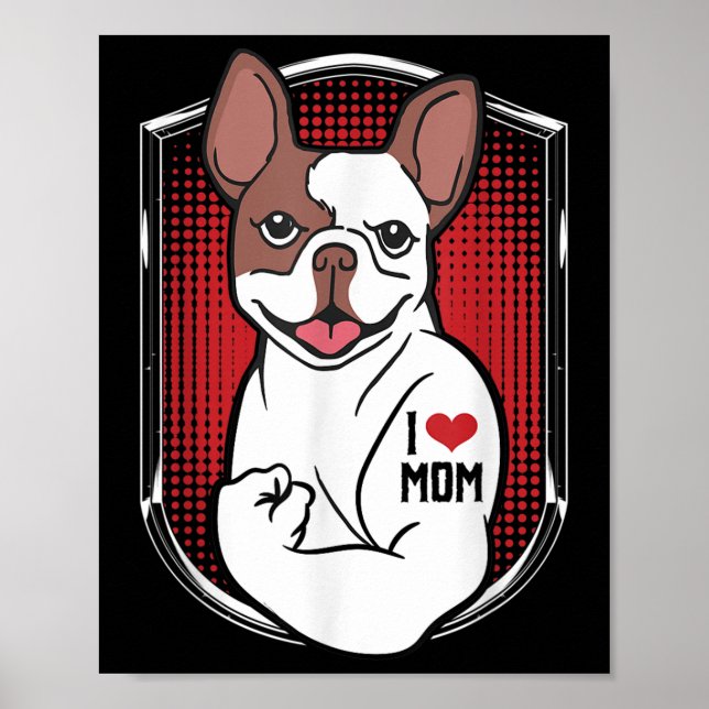 Affiche Tatouage de chien mignon J'aime maman (Devant)