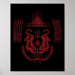 Affiche Tatouage de kickboxing thaïlandais Sak Yant Cultur