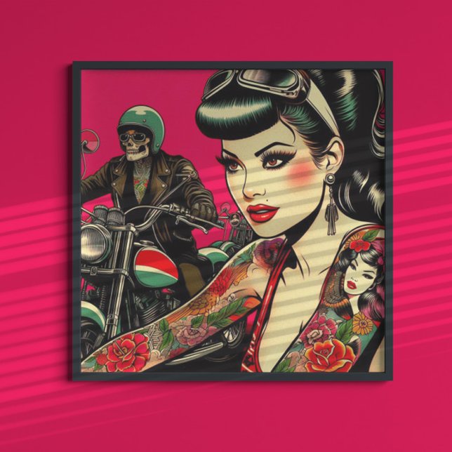 Affiche Tatouage de la fille de vélo (Créateur téléchargé)