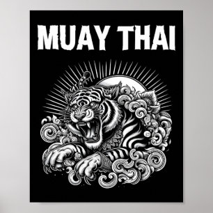 Affiche Tatouage de langue thaïlandaise Muay Thai Rugissem