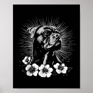Affiche Tatouage de style rétro Amoureux des chiens Boxer 