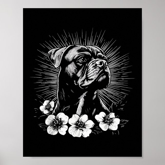 Affiche Tatouage de style rétro Amoureux des chiens Boxer  (Devant)