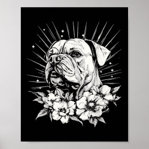 Affiche Tatouage de style rétro Amoureux des chiens Bulldo