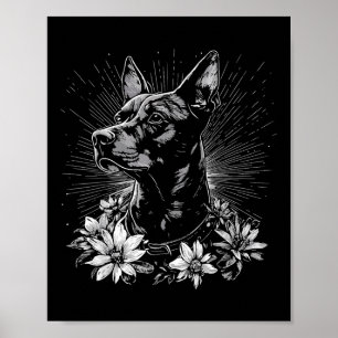 Affiche Tatouage de style rétro Amoureux des chiens Doberm