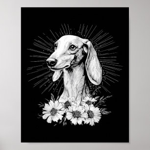 Affiche Tatouage de style rétro Amoureux des chiens Saluki